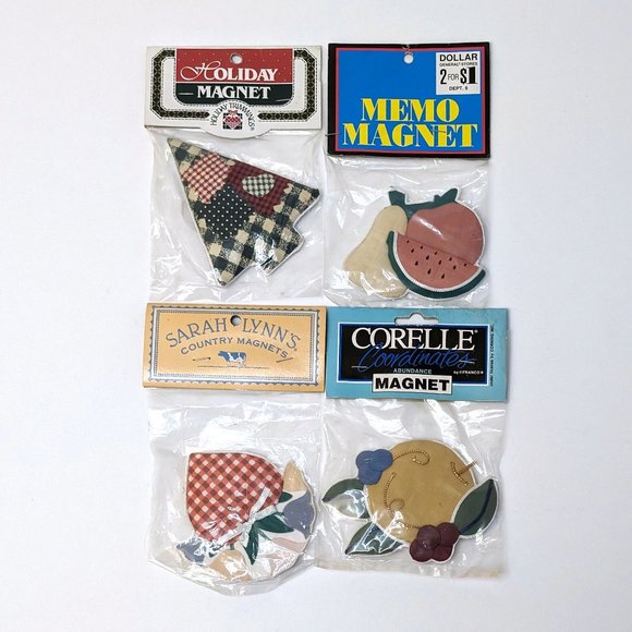 4 Pack Vintage NOS New Decorative Magnets: Corelle, Memo, Holiday, Sarah Lynn's - Picture 1 of 2
